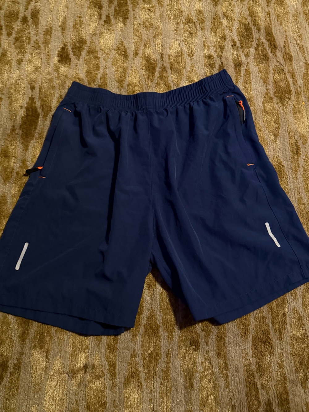 Source Unknown Navy Athletic Shorts with Orange Accents